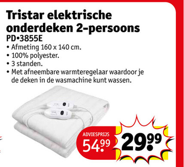 Aanbieding: Tristar elektrische onderdeken 2-persoons PD-