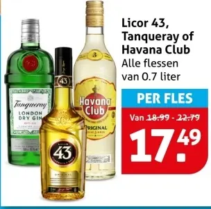 Aanbieding: Licor 43, Tanqueray of Havana Club