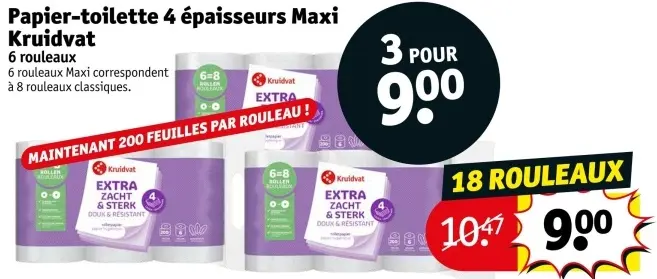 Offre: Papier-toilette 4 épaisseurs Maxi