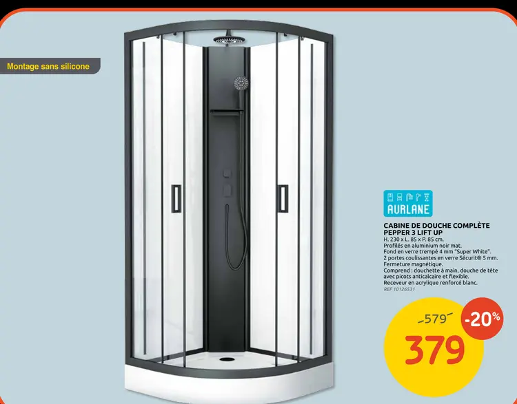 Promotie: Cabine de douche complète pepper 3 lift up