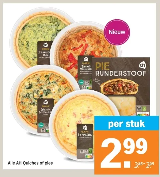 Aanbieding: Alle AH Quiches of pies