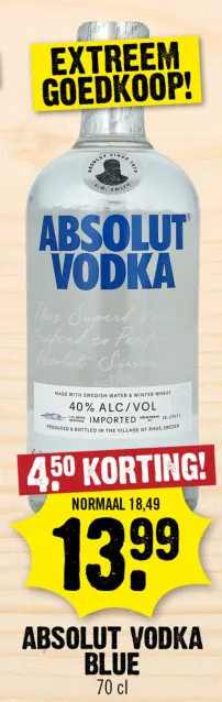 Aanbieding: Absolut vodka blue