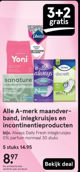 Aanbieding: Alle A-merk maandverband