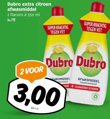 Aanbieding: Dubro extra citroen afwasmiddel