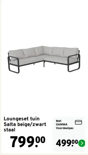 Aanbieding: Loungeset tuin Salta beige/zwart staal