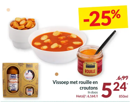 Promotie: Vissoep met rouille en croutons