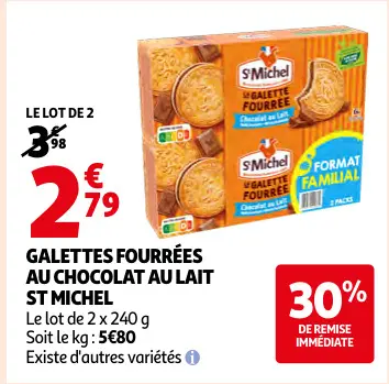 Offre: Galettes fourrées au chocolat au lait