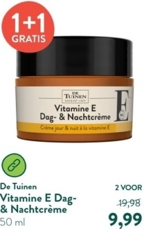 Aanbieding: De Tuinen Vitamine E Dag- & Nachtcrème - 50ml