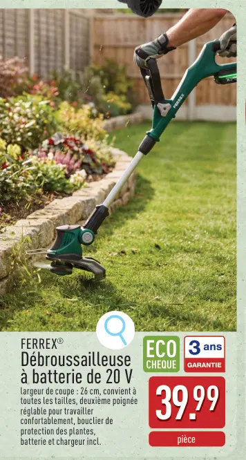 Offre: Débroussailleuse à batterie de 20 V