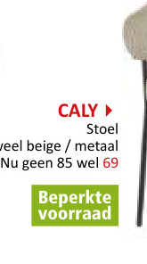 Aanbieding: Stoel Caly 60x62x81cm fluweel beige