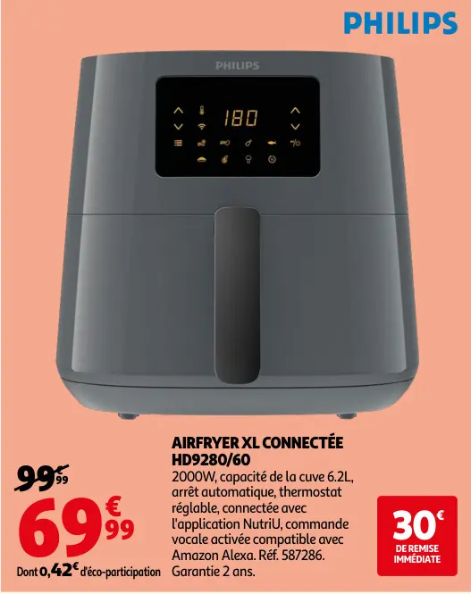 Offre: Airfryer xl connectée hd9280/60