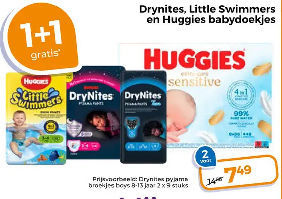 Aanbieding: Drynites, Little Swimmers en Huggies babydoekjes
