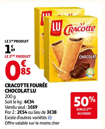 Offre: Cracotte fourée chocolat