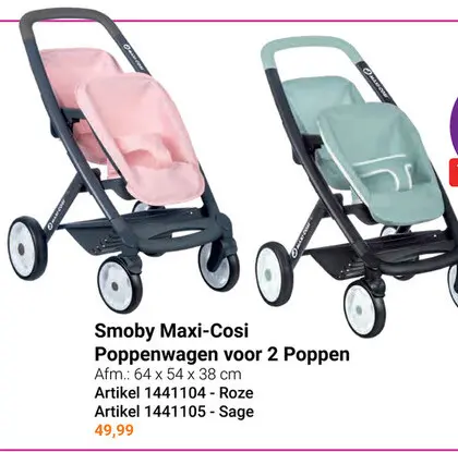 Aanbieding: Smoby Maxi-Cosi Poppenwagen voor 2 Poppen