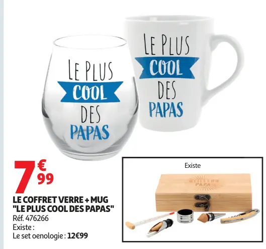 Promotie: Coffret verre + mug "le plus cool des papas"