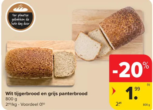Promotie: Wit tijgerbrood en grijs panterbrood