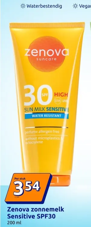 Promotie: Zenova zonnemelk Sensitive SPF30