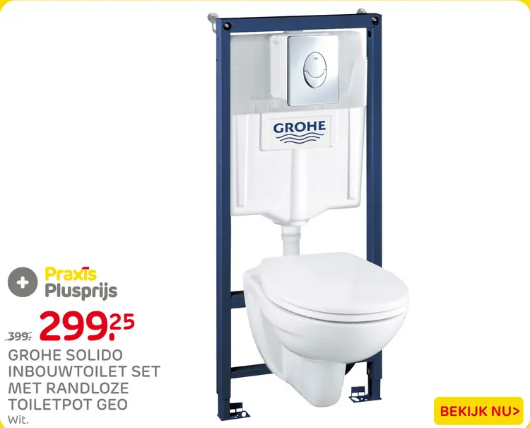 Aanbieding: Solido inbouwtoilet set met randloze toiletpot Geo