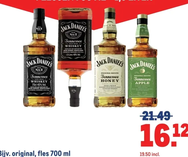 Aanbieding: Jack Daniel's Tennessee Whiskey, Honey, or Ap