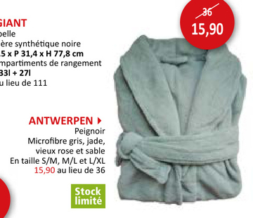 Offre: Peignoir Antwerpen S/M microfibre jade