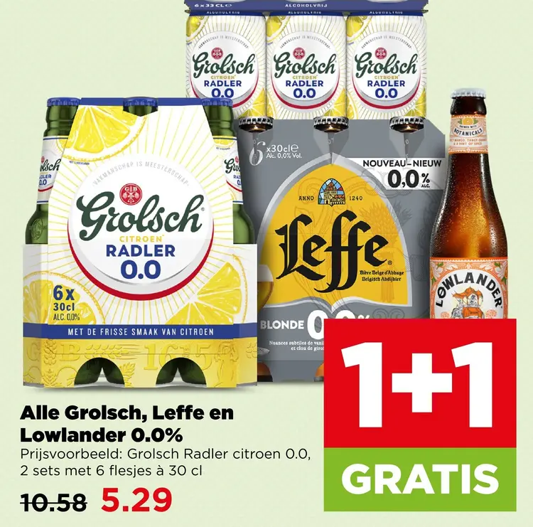 Aanbieding: Alle Grolsch, Leffe en Lowlander 0.0%