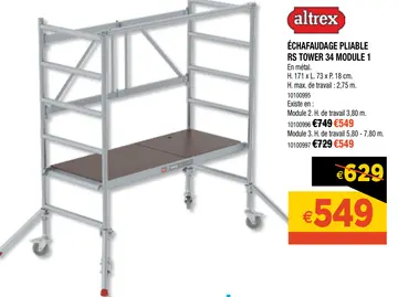 Offre: Échafaudage pliable rs tower 34 module 1