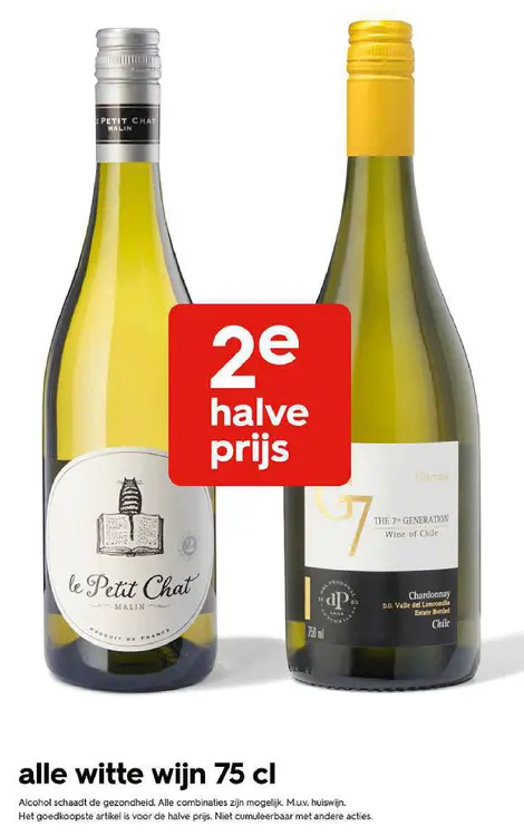 Promotie: Alle witte wijn 75 cl