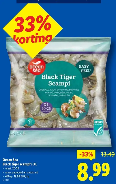 Promotie: Black tiger scampi's XL