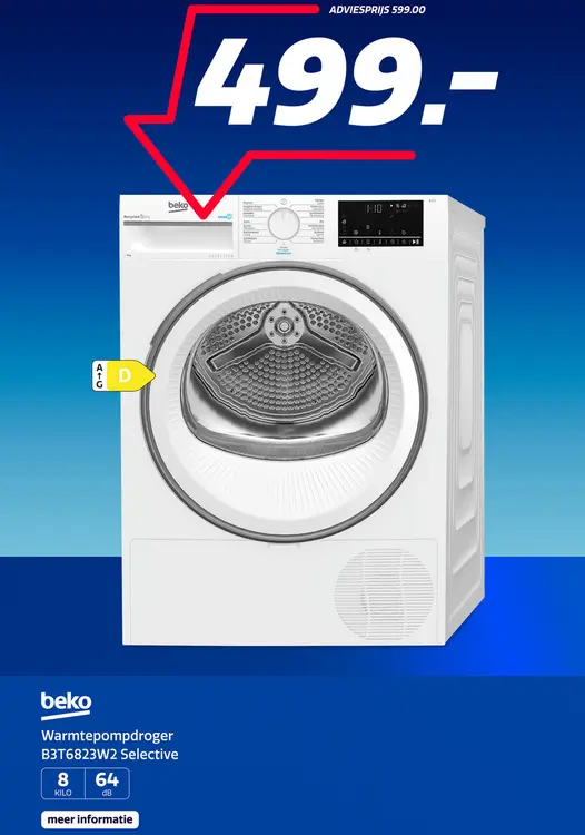 Aanbieding: B3T6823W2 Selective Warmtepompdroger