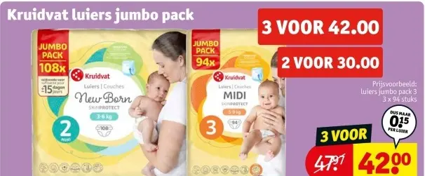 Aanbieding: Kruidvat luiers jumbo pack