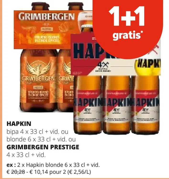 Offre: Hapkin bipa ou blonde ou Grimbergen Prestige