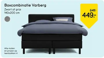 Aanbieding: Boxcombinatie Varberg 5-delig - zwart - 140x200 cm