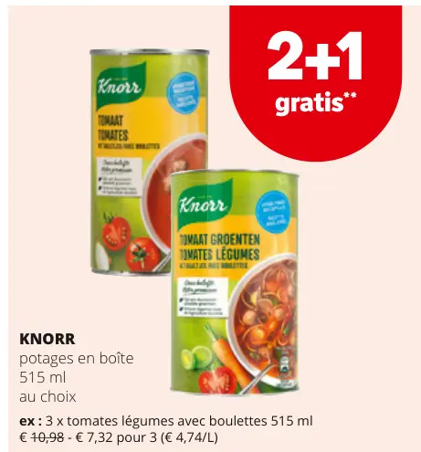 Offre: potages en boîte