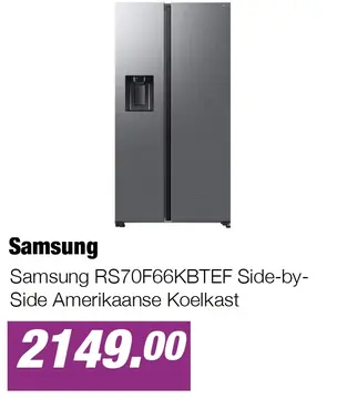 Aanbieding: Samsung RS70F66KBTEF Side-by-Side Amerikaanse Koelkast