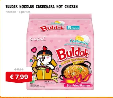Aanbieding: Buldak noodles carbonara hot chicken