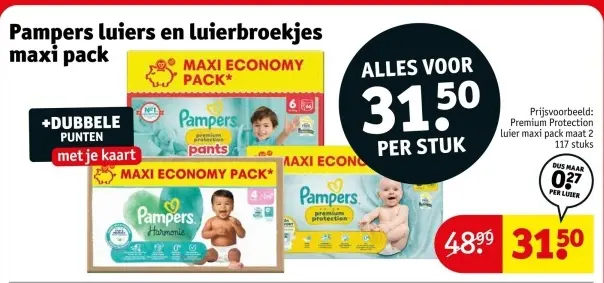 Aanbieding: Pampers luiers en luierbroekjes maxi pack