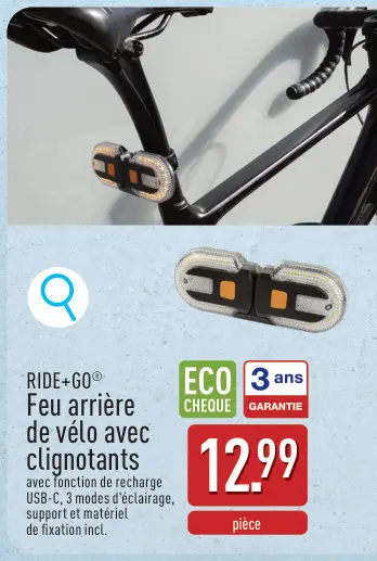 Offre: Feu arrière de vélo avec clignotants