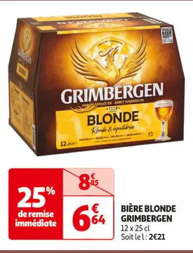 Offre: BIÈRE BLONDE GRIMBERGEN