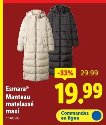 Offre: Manteau matelassé maxi