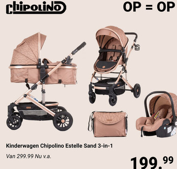 Aanbieding: Kinderwagen Chipolino Estelle Sand 3-in-1 + Autostoel 