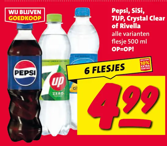 Aanbieding: Pepsi, SiSi, 7UP, Crystal Clear of Rivella