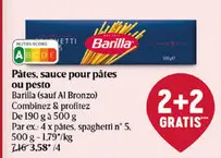 Offre: Pâtes, sauce pour pâtes ou pesto