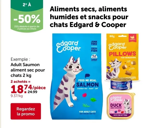 Offre: Aliments secs, aliments humides et snacks pour chats