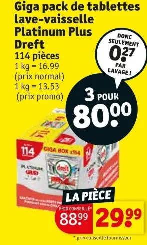 Offre: Giga pack de tablettes lave-vaisselle Platinu
