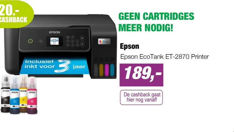 Aanbieding: Epson EcoTank ET-2870 Printer