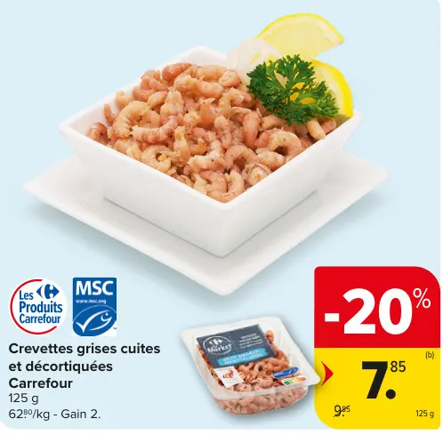 Offre: Crevettes grises cuites et décortiquées