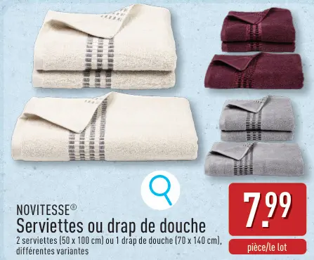 Offre: NOVITESSE® Serviettes ou drap de douche