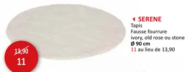 Offre: Tapis rond Serene Ø90cm - fausse fourrure - ivory