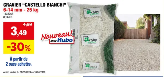 Offre: Cobo garden Castello Bianco gravier 6-14 mm 25kg