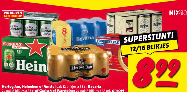 Aanbieding: Hertog Jan, Heineken of Amstel, Bavaria, Grolsch of Warsteiner
